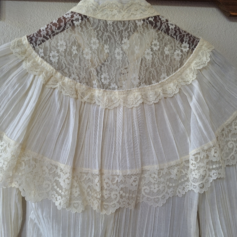 Jessica's Gunnies Gunne Sax Vintage 1970's Ivory Lace Long Sleeve Blouse Size 5 - Picture 6 of 9